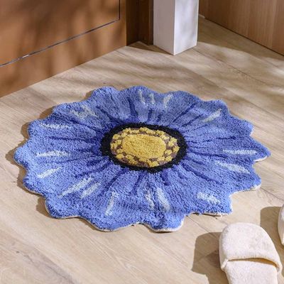 Dazzle Flower-Shaped Doormat - Blue 