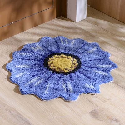 Dazzle Flower-Shaped Doormat - Blue 