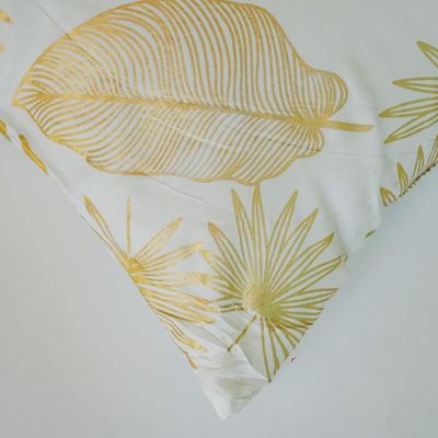 Majestic Tropical Flock Printed Cushion - White/Gold 