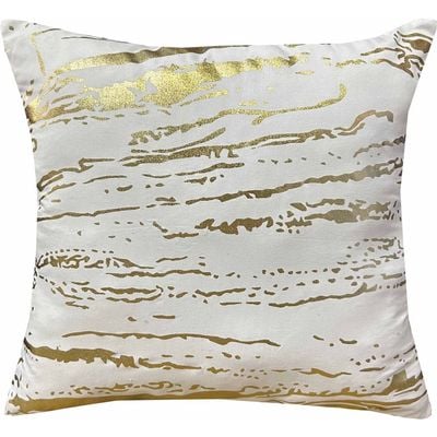 Majestic Marble Flock Printed Cushion Gold (Se/Cu-140104)