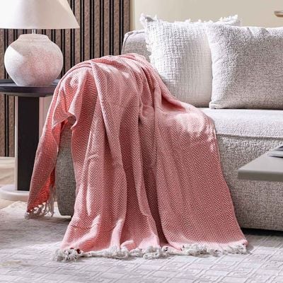 Takisha Zig-Zag Woven Throw - Pink 