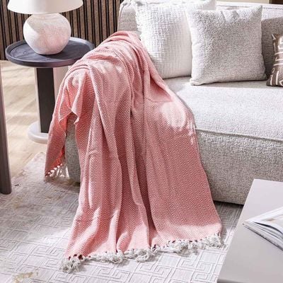 Takisha Zig-Zag Woven Throw - Pink 