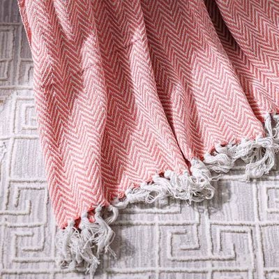 Takisha Zig-Zag Woven Throw - Pink 