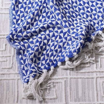 Takisha Geometric Woven Throw - Blue 