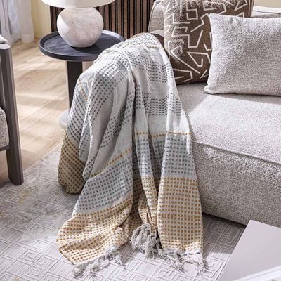 Takisha Striped Woven Throw - Grey 