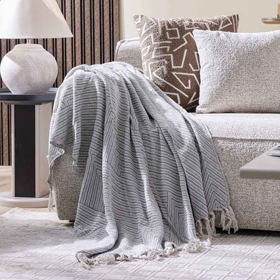 Takisha Jacquard Woven Throw - Beige 