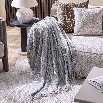 Takisha Jacquard Woven Throw - Beige 