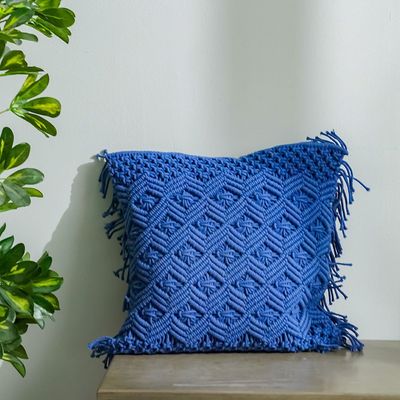 Dreamy Macramé Cushion - Blue