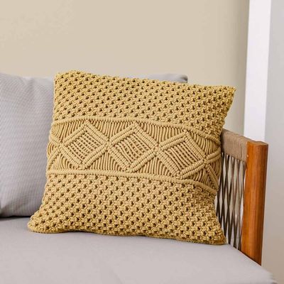 Dreamy Macramé Cushion - Yellow