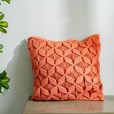 Dreamy Macramé Cushion - Peach