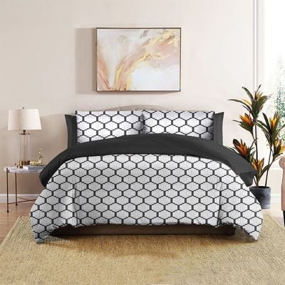 Bliss 4- Piece Single Comforter Set 160X240 Cm Dk. Grey (COMF DES - 4)