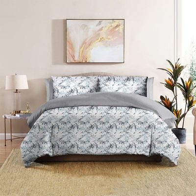 Bliss 6- Piece Queen Comforter Set 200X240 Cm Grey/Blue (COMF DES - 6)