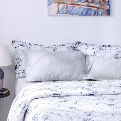 Bliss 6- Piece Queen Comforter Set 200X240 Cm Grey/Blue (COMF DES - 6)