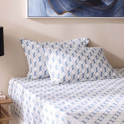 Bliss 3- Piece Queen Fitted Sheet Set 160X200 Cmlt. Blue (FITTED DESGN - 2)