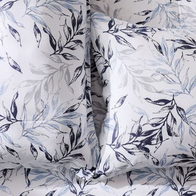 Bliss 3- Piece Queen Fitted Sheet Set 160X200 Cm Grey/Blue (FITTED DESGN - 6)