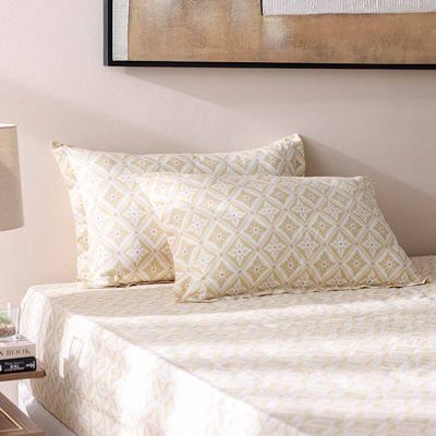 Bliss 3- Piece Queen Fitted Sheet Set 160X200 Cm Beige (FITTED DESGN - 7)