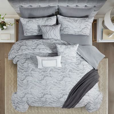 Allure Berenika 10-Piece King Comforter Set 240X260 Cm Grey