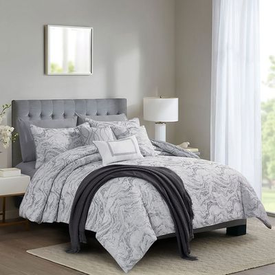 Allure Berenika 10-Piece Super King Comforter Set 260X260 Cm Grey