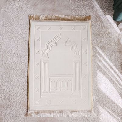 Aw24-Janamaz Flannel Memory Foam Prayer Mat Beige 80X120 Cm (Ht-001B)