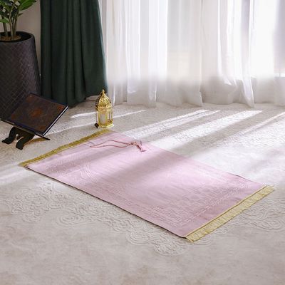 Aw24-Janamaz Embossed Prayer Mat With Beads Pink 70X110 Cm (Ht-002P)