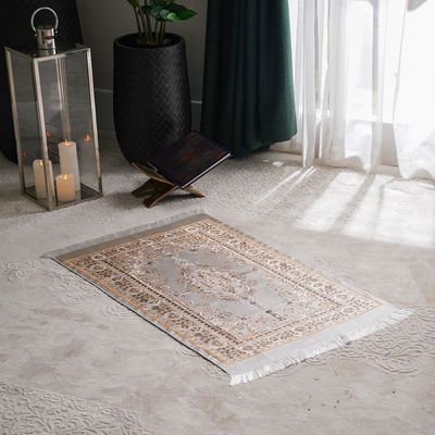 Aw24-Janamaz Jacquard Prayer Mat With Pouch Gold 70X110 Cm (Ht-003G)