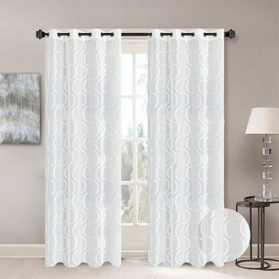 Meadow Set Of 2 Sheer Curtain 140X300Cm White