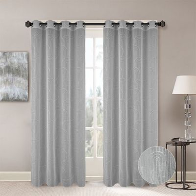 Meadow Set Of 2 Sheer Curtain 140X300Cm Grey