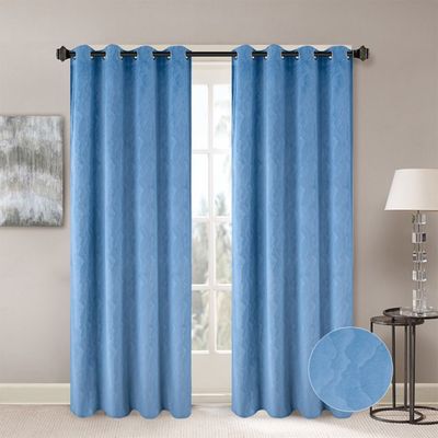 Meadow Set Of 2 Jacquard Curtain 140X300Cm Blue