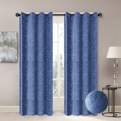 Meadow Set Of 2 Jacquard Curtain 140X300Cm Blue