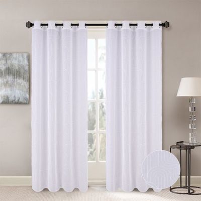 Meadow Set Of 2 Sheer Curtain 140X300Cm White