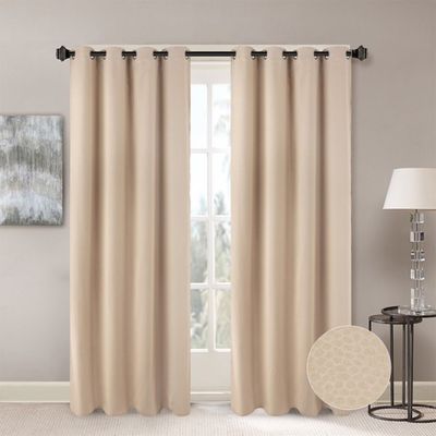 Meadow Set Of 2 Jacquard Curtain-Black Out 140X300Cm Off-White