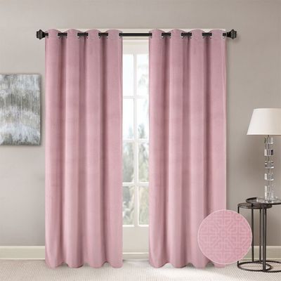 Meadow Set Of 2 Jacquard Curtain 140X300Cm Rose