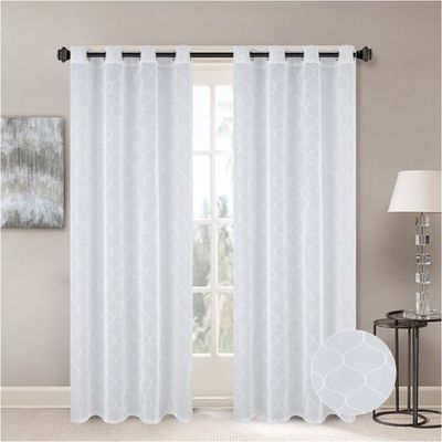 Meadow Set Of 2 Sheer Curtain 140X300Cm White