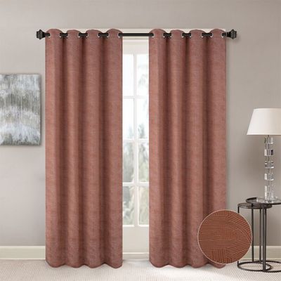 Meadow Set Of 2 Jacquard Curtain 140X300Cm Brown