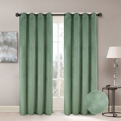 Meadow Set Of 2 Jacquard Curtain 140X300Cm Light Green