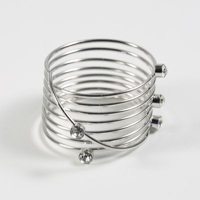 Majestic Set Of 4 Round Diamond Metal Napkin Ring Silver 