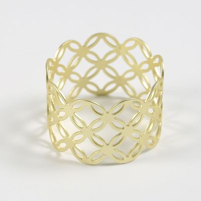 Majestic Set Of 4 Mesh Metal Napkin Ring Matt Gold 