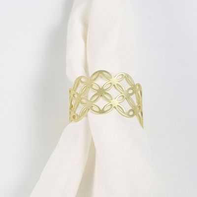 Majestic Set Of 4 Mesh Metal Napkin Ring Matt Gold 