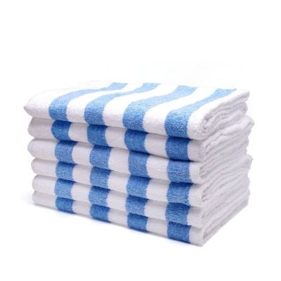 Hometex Bath Towel - 70X140 Cm - Blue And White Stripes 500 Gsm