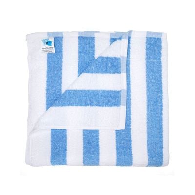 Hometex Bath Towel - 70X140 Cm - Blue And White Stripes 500 Gsm