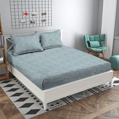 SS25-Albany Single Bed Fitted Sheet Set 120X200+30 Cm/50X75+15 Cm Merritt Blue (ANUDH-SBBL-001)