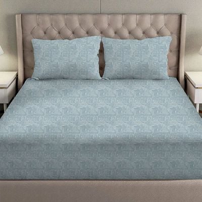 SS25-Albany Single Bed Fitted Sheet Set 120X200+30 Cm/50X75+15 Cm Merritt Blue (ANUDH-SBBL-001)