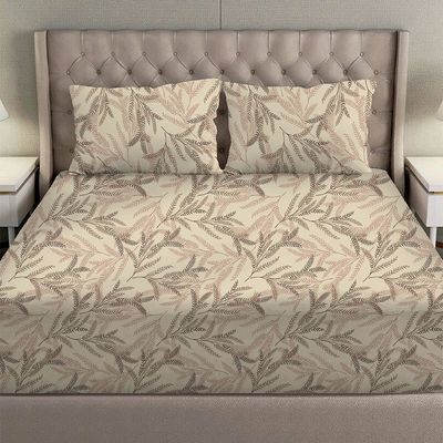 SS25-Albany Queen Bed Fitted Sheet Set 160X200+30 Cm/50X75+15 Cm Leaf Linen (ANUDH-SBLN-002)