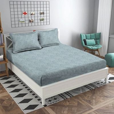 SS25-Albany King Bed Fitted Sheet Set 180X200+30 Cm/50X75+15 Cm Merritt Blue (ANUDH-SBBL-003)