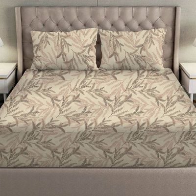 SS25-Albany King Bed Fitted Sheet Set 180X200+30 Cm/50X75+15 Cm Leaf Linen (ANUDH-SBLN-003)