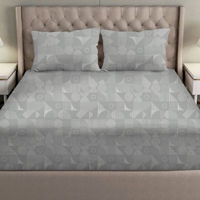 SS25-Albany Super King Bed Fitted Sheet Set 200X200+30 Cm/50X75+15 Cm Grooves Grey (ANUDH-SBGR-004)