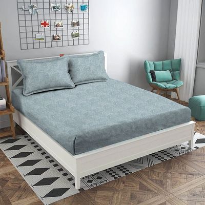 SS25-Albany Super King Bed Fitted Sheet Set 200X200+30 Cm/50X75+15 Cm Merritt Blue (ANUDH-SBBL-004)