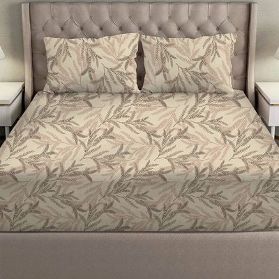 SS25-Albany Super King Bed Fitted Sheet Set 200X200+30 Cm/50X75+15 Cm Leaf Linen (ANUDH-SBLN-004)