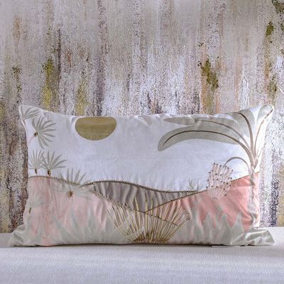 Gleam Oasis Print Velvet Cushion Cover With Foil Multicolor 30X50Cm 