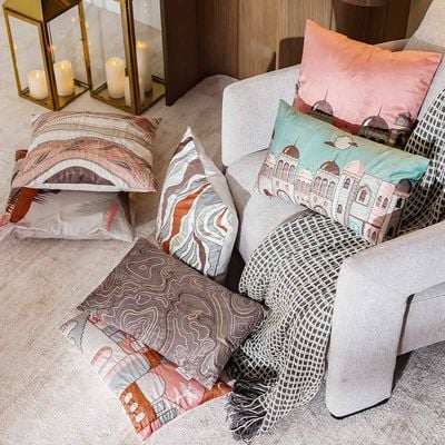 Gleam Oasis Print Velvet Cushion Cover with Foil - Multicolor - 45x45 cm 